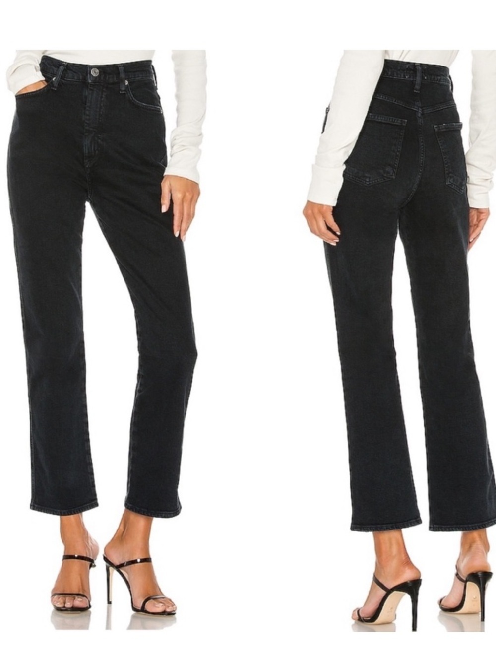 AGOLDE Pinch Waist High Rise Kick Jeans Realm Black NEW 31 distressed